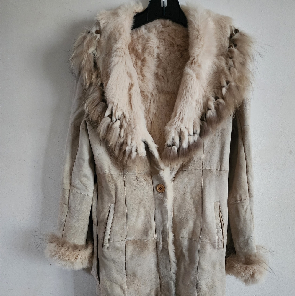 VINTAGE REAL RABBIT FUR COAT